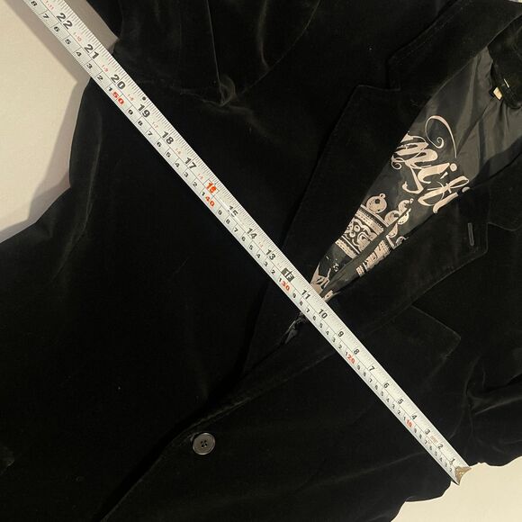 ~ Mens 40 Juicy Couture Velvet Blazer** Black Lined Flap Pockets 2 button Notch - Picture 9 of 15